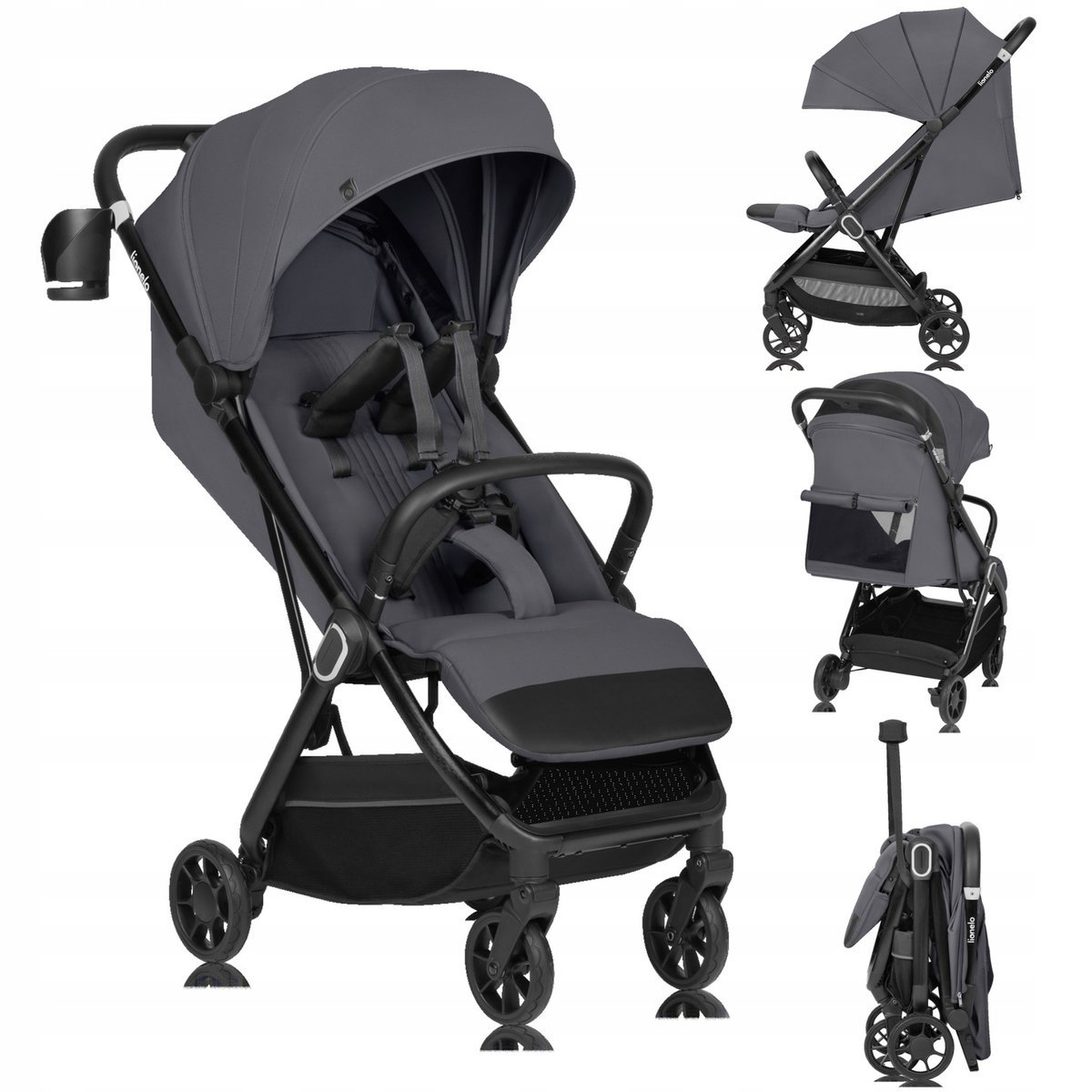 Wózek spacerowy lekki składany jedną ręką KOMPAKTOWY + dodatki Lionelo Bess