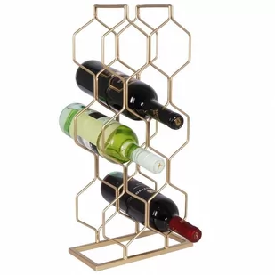 Stojak metalowy złoty wino regał szafka półka na wina 8 butelek 23x11x48 cm kod: O-229032 - Pozostałe akcesoria barmańskie - miniaturka - grafika 1