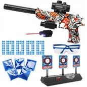 Zabawki militarne - Pistolet na kulki żelowe Glock automatyczny QML 226 z grafiką + tarcza elektroniczna - miniaturka - grafika 1