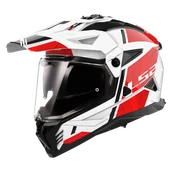 Kaski motocyklowe - Kask Adventure LS2 MX702 Pioneer Il Hill Złamany Biały/CzerwonyXL - miniaturka - grafika 1