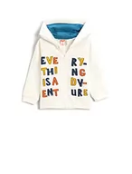 Bluzy i sweterki niemowlęce - Koton Baby Boy Animal Printed on The Back Zipper Hoodie Seweatshirt Cotton, Ecru (010), 12-18 miesi?cy - miniaturka - grafika 1