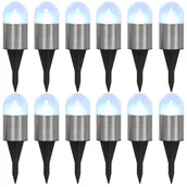 Lampy ogrodowe - vidaXL Solarne lampy gruntowe, 12 szt., białe LED - miniaturka - grafika 1