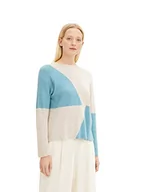 Swetry damskie - TOM TAILOR Damski Sweter z dzianiny z kolorowym blokowaniem 1034464, 30952 - Beige Mint Color Block, L - miniaturka - grafika 1