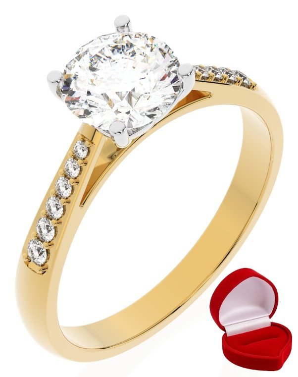 ZŁOTY PIERŚCIONEK ZARĘCZYNOWY 585 14k DIAMENT LAB BRYLANT 1 ct R18