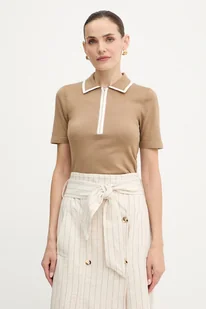 Morgan polo damski kolor brązowy MBICOSI - Koszulki i topy damskie - miniaturka - grafika 1
