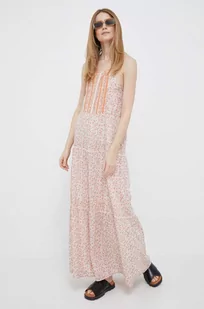 Pepe Jeans sukienka kolor pomarańczowy maxi rozkloszowana - Sukienki - miniaturka - grafika 1