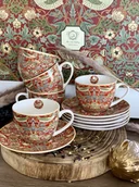 Filiżanki - Duo Gift Filiżanki ze spodkami 280 ml komplet 6 szt. STRAWBERRY THIEF RED William Morris DUG_3290 - miniaturka - grafika 1