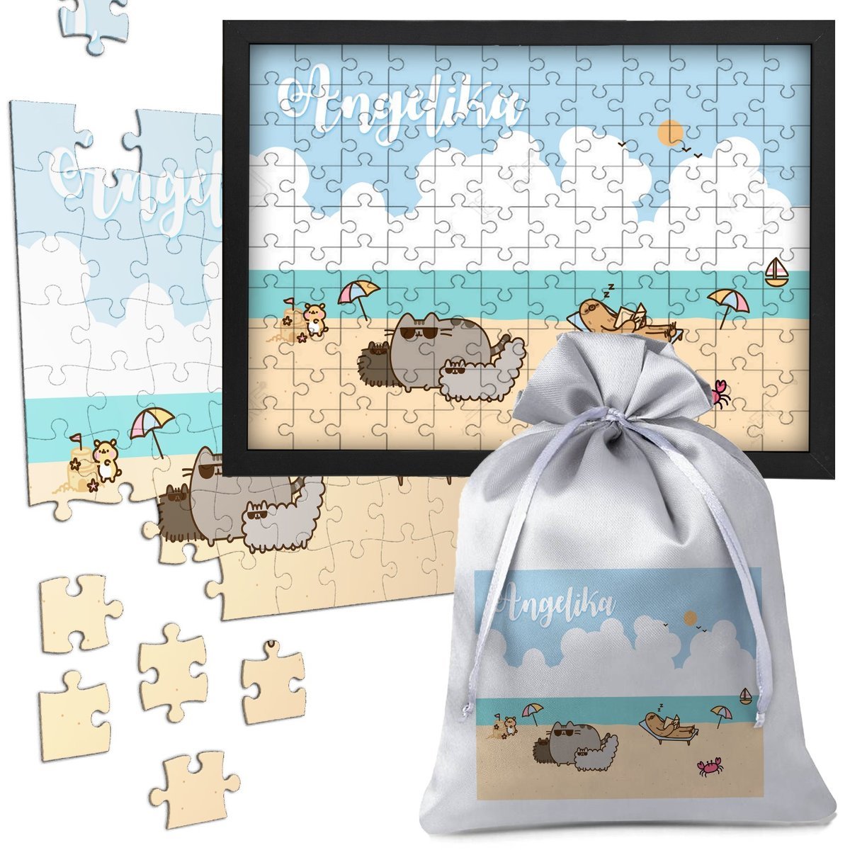PUZZLE PUSHEEN CAT KOT 120 el W RAMCE A4 PREZENT UPOMINEK Y3