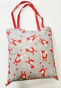 Torby i wózki na zakupy - Torba Na Zakupy 37X38 Szara Renifery Gwiazdki Czerwone Białe - miniaturka - grafika 1