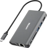 Stacje dokujące i replikatory portów - Unitek Hub USB TYP-C 8w1 100W (D1019B) - miniaturka - grafika 1