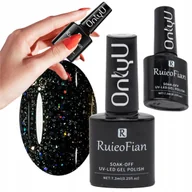 Lakiery do paznokci - Czarno Brokatowy Hybrydowy Lakier Do Paznokci Z Polyskiem Lakier Uv/L125 - miniaturka - grafika 1