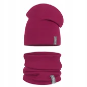 Czapki damskie - KOMPLET DZIECIĘCY WIOSENNY CZAPKA KOMIN ZESTAW DWUWARSTWOWY 46-52 ŚLIWKA - miniaturka - grafika 1