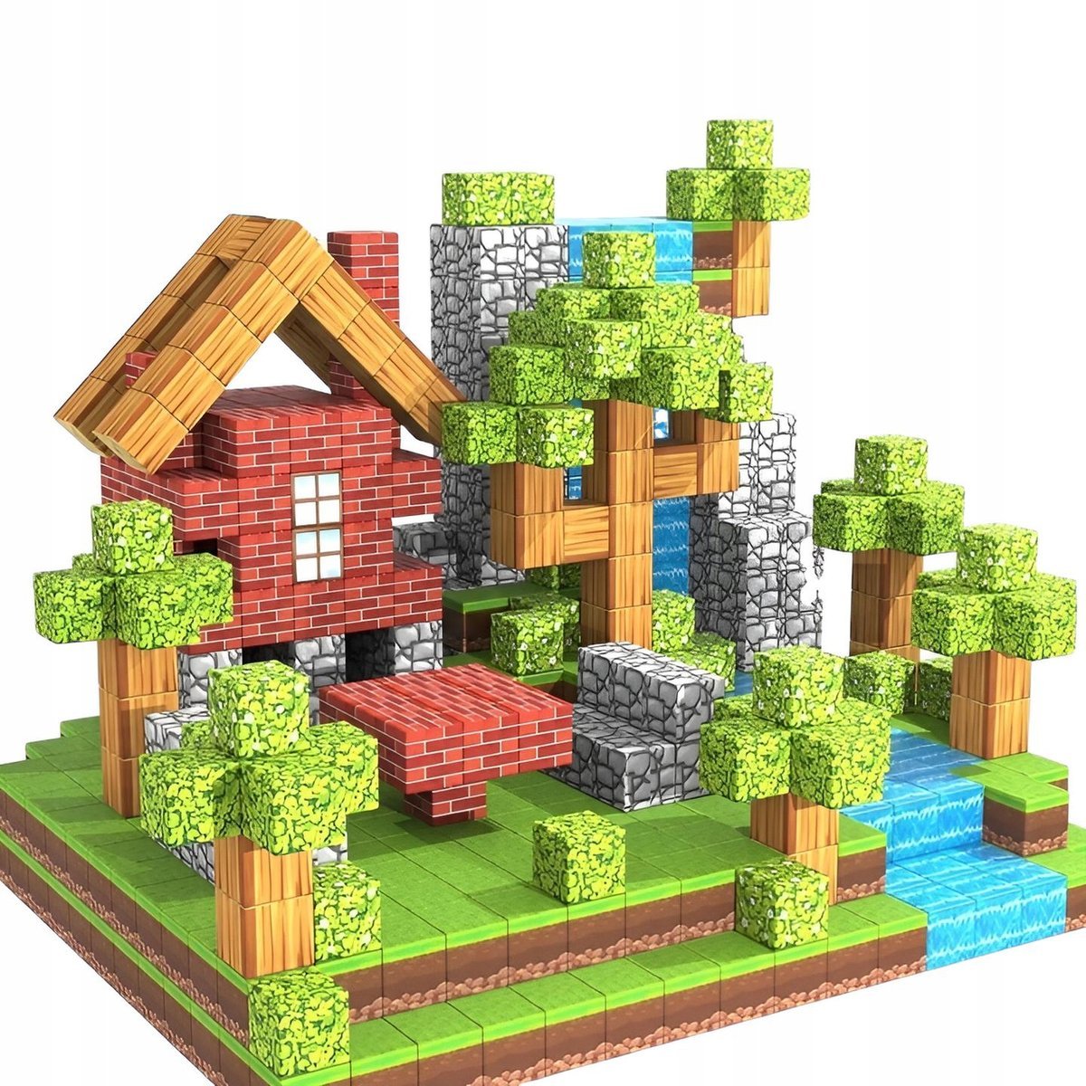 Zestaw 200 Klocków Magnetyczne Klocki Konstrukcyjne Sześciany + 2 Ludziki