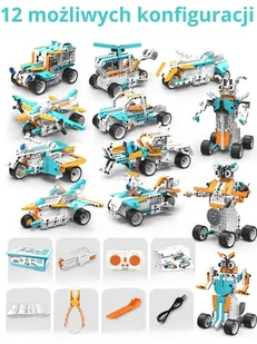 Duży zestaw klocków konstrukcyjnych do programowania, programowanie, klocki napędowe, sterowanie z poziomu aplikacji na telefon lub tablet - Klocki - miniaturka - grafika 1