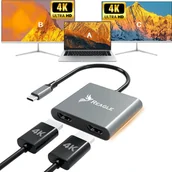 Adaptery i przejściówki - Adapter Hub Przejściówka HDMI 2x 4K 60Hz Full HD 165Hz USB-C 3.2 MST HDCP Reagle - miniaturka - grafika 1