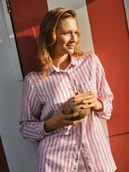 Koszule damskie - Luźna koszula w różowe paski - miniaturka - grafika 1