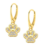 Kolczyki - MYNESS Kolczyki pozłacane z psią łapką z kryształkami Swarovski - miniaturka - grafika 1