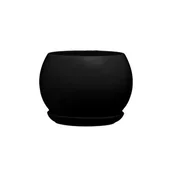 Donice - Doniczka ceramiczna z podstawką kula 17 x 21 cm czarny mat symbol 630 - miniaturka - grafika 1