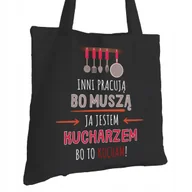 Torby i wózki na zakupy - Torba Bawełniana dla Kucharza Czarna Na Prezent ekologiczna Trwały Nadruk - miniaturka - grafika 1