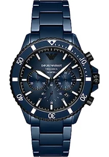 Emporio Armani Męski Zegarek, Mechanizm Kwarcowy, Chrono, Koperta 43 mm, Pasek Ceramiczny Ar70009 - Paski - miniaturka - grafika 1
