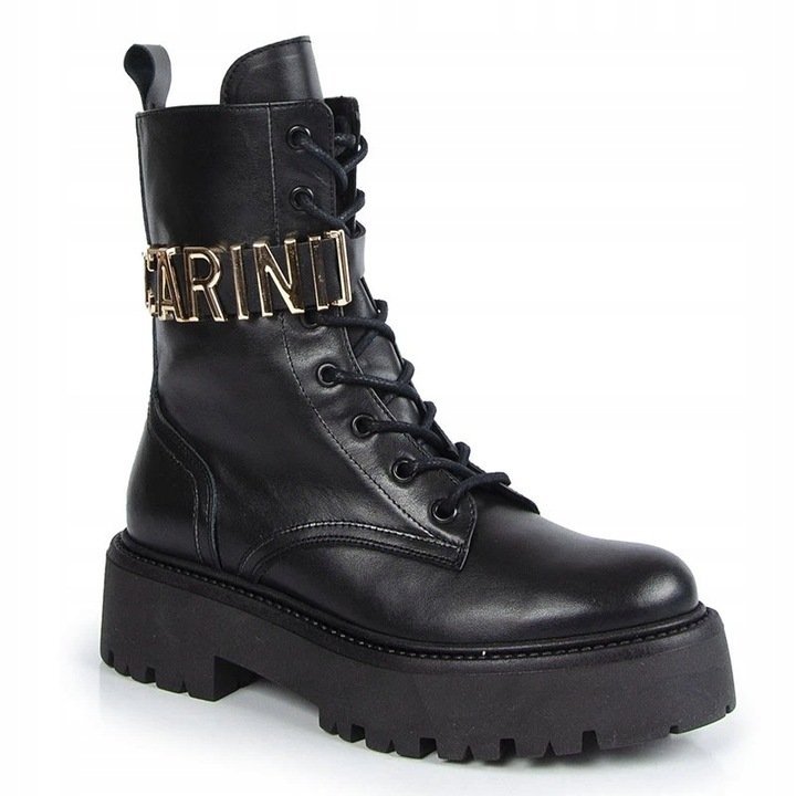 Czarne Botki Trapery Workery Carinii B9874 Skóra