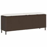 Ławki ogrodowe - vidaXL Ławka ogrodowa z poduszką Szara 110x30x40,5 cm Polirattan - miniaturka - grafika 1