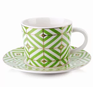 AFFEKDESIGN AFFEKDESIGN ZOE FILIŻANKA ZE SPODKIEM 240 ML ZIELONY WZÓR HTPS8662 2 - Filiżanki - miniaturka - grafika 1