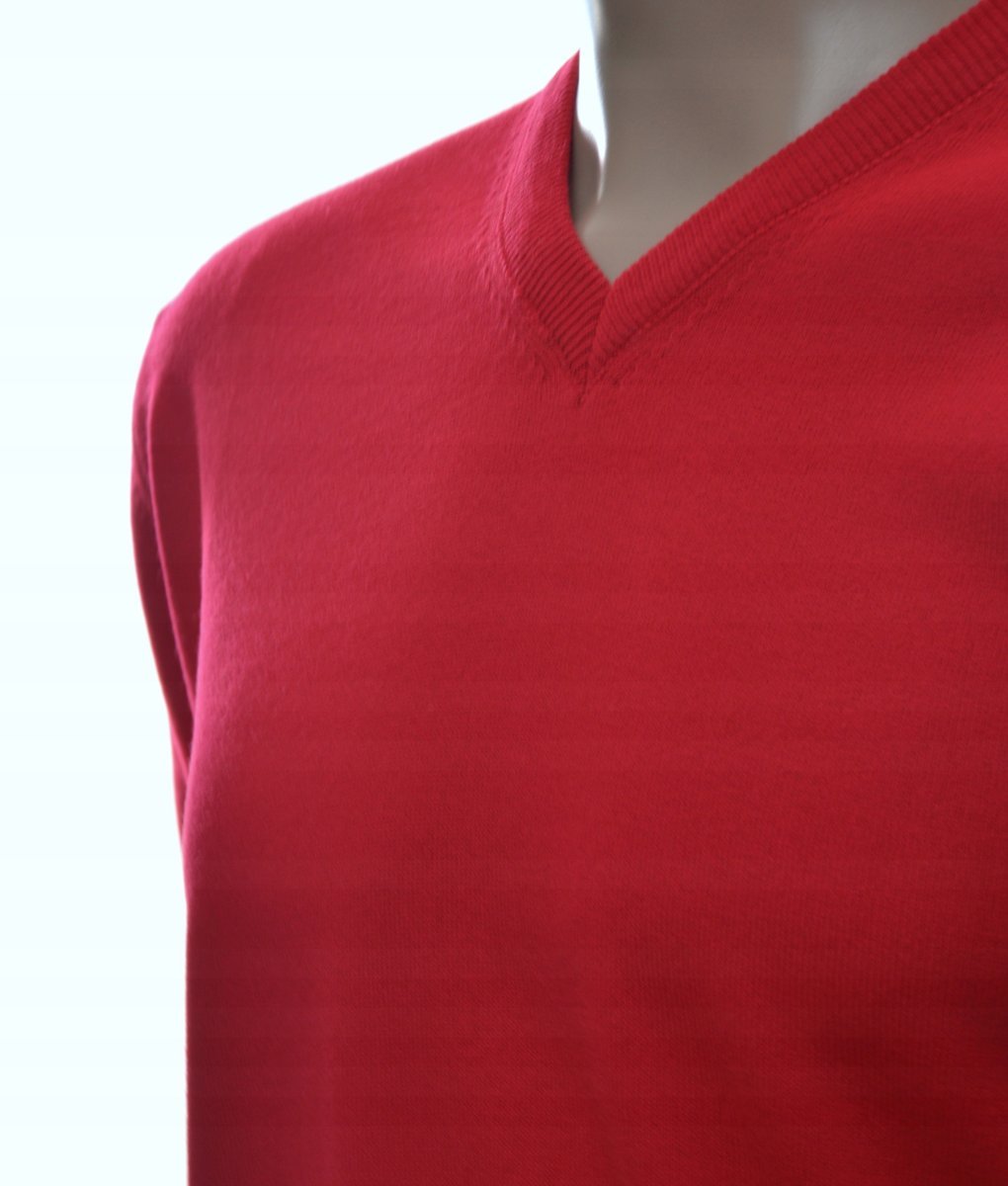 Sweter męski z wełny merynosów i kaszmiru w szpic kaszmirowy XL czerwony 233