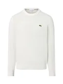 Swetry męskie - Lacoste Męski sweter z cienkiej dzianiny Mężczyźni biały jednolity, 3 - miniaturka - grafika 1