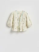 Bluzki damskie - Reserved - Bluzka z kwiatowym wzorem - złamana biel - miniaturka - grafika 1