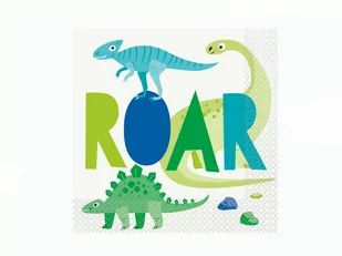 Unique Serwetki urodzinowe Dinozaury - 33 cm - 16 szt. U73882 - Dekoracje i nakrycia stołu na imprezę - miniaturka - grafika 1