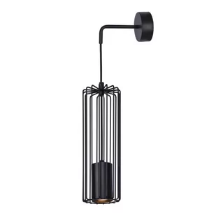 Kaja czarna lampa ścienna z ażurowym kloszem K-4934 FALCON metalowy kinkiet z drucianym kloszem K-4934 - Lampy ścienne - miniaturka - grafika 1