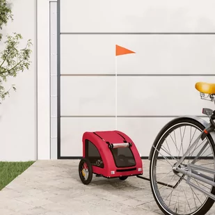 vidaXL Przyczepka rowerowa dla psa, czerwona, tkanina Oxford i żelazo - Sprzęt podróżny i transportery dla psów - miniaturka - grafika 1