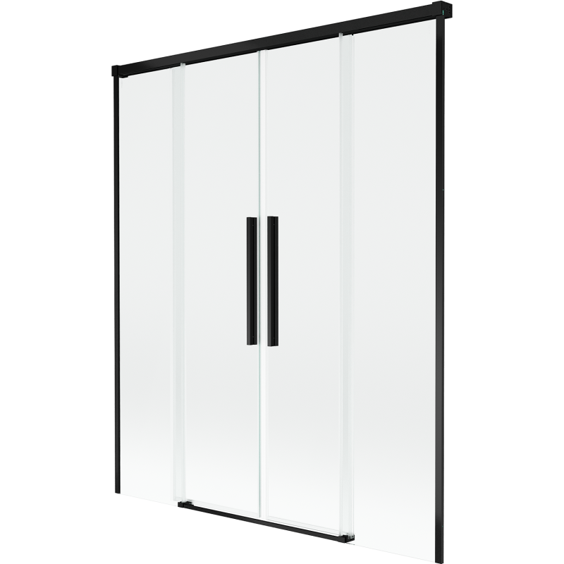 Mexen Rox parawan nawannowy 2-skrzydłowy rozsuwany 160 x 150 cm, transparent, czarny - 8C9-160-002-70-00