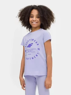 Koszulka Dziewczęca 4F T-Shirt Bawełna 128 - Koszulki dla dziewczynek - miniaturka - grafika 1