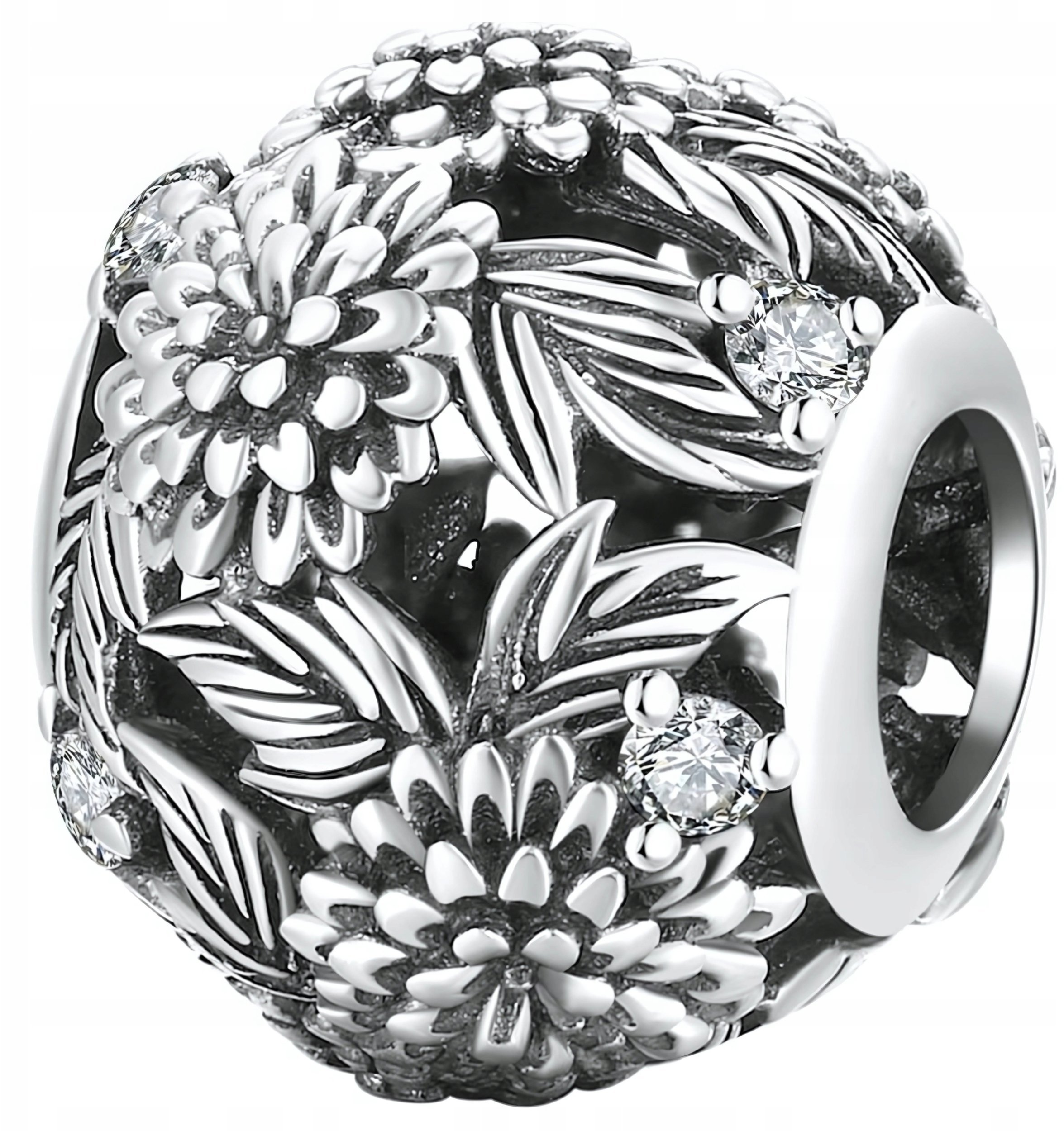 Ivybands CHARMS koralik KWIATY KWIATKI beads srebro pr 925 zawieszka flowers srebrny