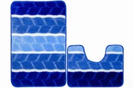 Dywaniki łazienkowe - Komplet 2-częściowy Łazienkowy Fano Niebieski Paski-KOMPLET - miniaturka - grafika 1