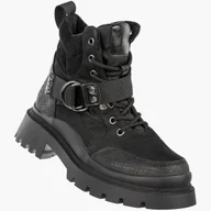 Botki damskie - Trapery Damskie Ekoskóra Ocieplane Modne Na Zimę Czarne Jezzi 22BT35-5072 Czarny 38 - miniaturka - grafika 1