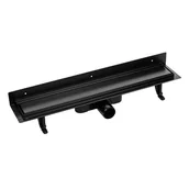 Odpływy liniowe - Laveo Basso odpływ przyścienny 80 cm ruszt odwracalny czarny  COB781D - miniaturka - grafika 1