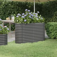 Donice - vidaXL Donica ogrodowa, malowana proszkowo stal, 114x40x68 cm, szara - miniaturka - grafika 1