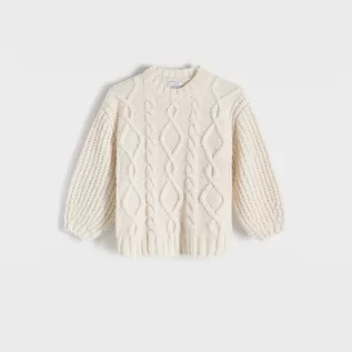 Swetry damskie - Reserved - Sweter z warkoczowym splotem - Kremowy - grafika 1