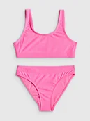 Stroje kąpielowe dla dziewczynek - 4F Kostium kąpielowy dwuczęściowy dziewczęcy - różowy 122/128 (6-8 lat) - miniaturka - grafika 1