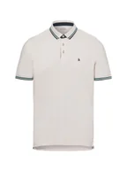 Koszulki męskie - Jack & Jones Męska koszulka polo Mężczyźni Bawełna beżowy wzorzysty, S - miniaturka - grafika 1