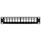 Akcesoria do szaf serwerowych - Lanberg PATCH PANEL PUSTY 12 PORT 1U 10&quot Z ORGANIZEREM DO MODUŁÓW KEYSTONE CZARNY PPKS-9112-B - miniaturka - grafika 1