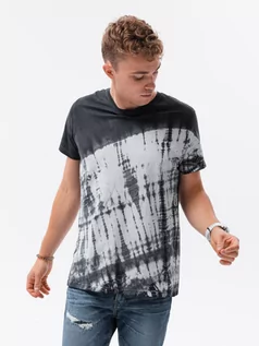 Koszulki męskie - T-shirt męski bawełniany TIE DYE - grafitowy V1 S1617 - grafika 1