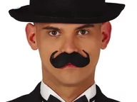 Dodatki do strojów karnawałowych - WĄSY SZEROKIE PODKRĘCONE CZARNE - miniaturka - grafika 1