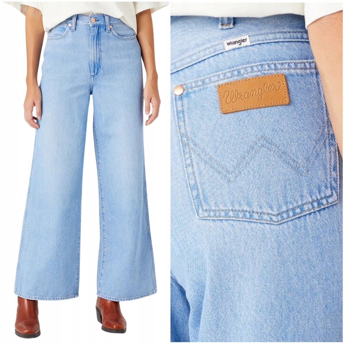 Wrangler WORLD WIDE luźne szerokie damskie spodnie jeansowe palazzo W32 L32