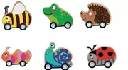 Samochody i pojazdy dla dzieci - Drewniany Samochodzik z Napędem Zwierzęta MIX - Cass film - miniaturka - grafika 1