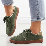 Półbuty damskie - Oliwkowe skórzane półbuty damskie Sergio Leone Sp112 - miniaturka - grafika 1