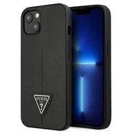 Etui i futerały do telefonów - Guess GUHCP14SPSATLK iPhone 14 6,1` czarny/black hardcase SaffianoTriangle Logo - miniaturka - grafika 1